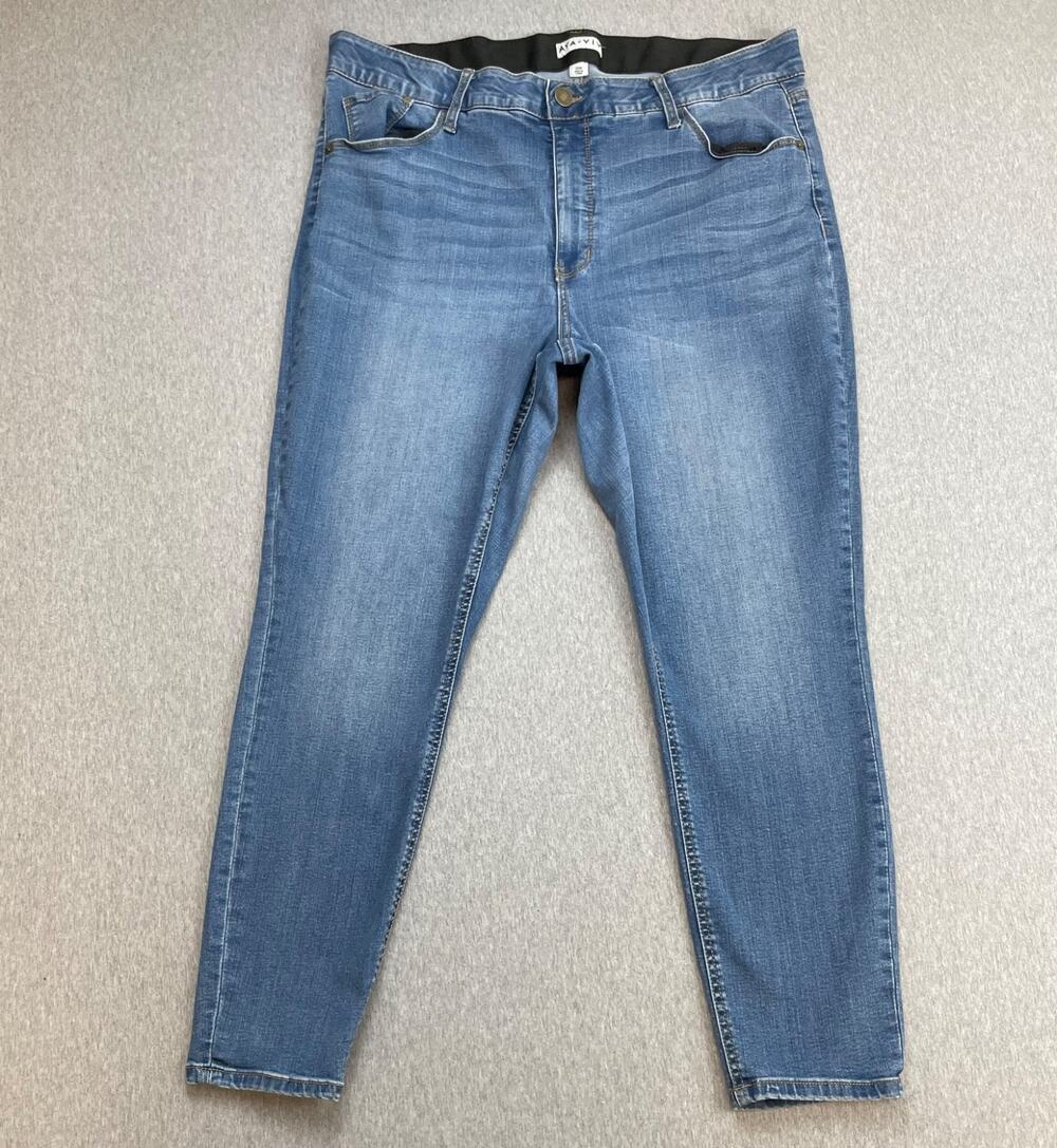 Avaβ & Viv Jeans Womens 20W Blue Cotton Blend Stretch High-Rise